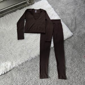 Fct Ribbed Top & Leggings set. Brown. Size XL. New.